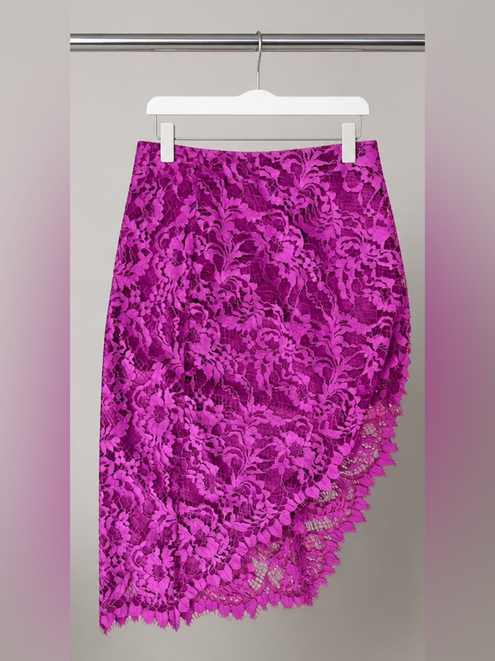 For Love & Lemons Vibrant Orchid Lace Asymmetrical Lace Skirt